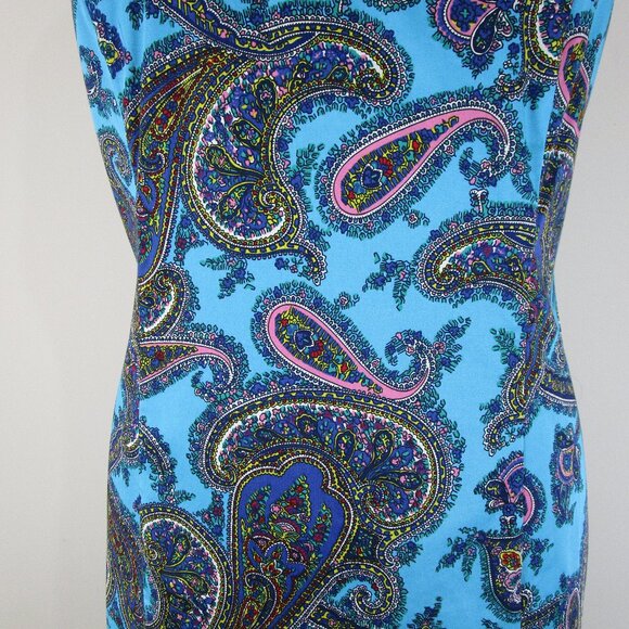 Talbots Plus Size Blue Pink Floral Paisley Sleeveless Sheath Dress Size 16 - Picture 5 of 10